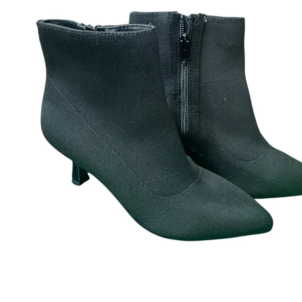 Anne Klein AK Federica Black Sock Booties | Size 6 | Kitten Heel Pointed Toe NWT - Picture 7 of 7
